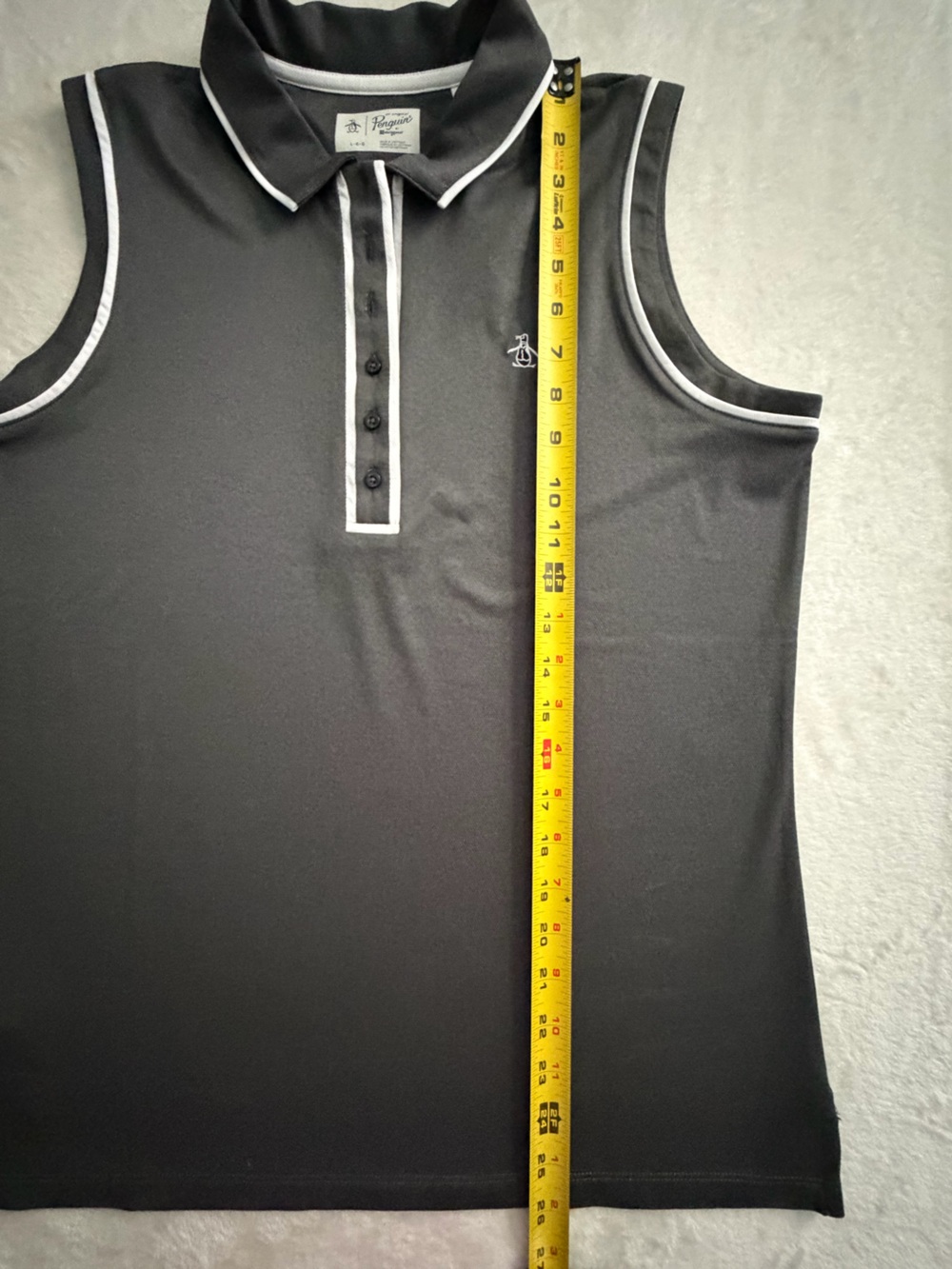 Original Penguin Charcoal Sleeveless Golf Polo Tank Top, Size L - Picture 12 of 15